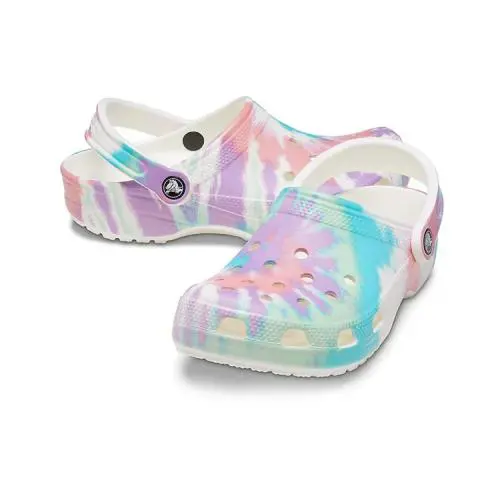 Crocs Tie Dye Graphic Clog Slipon Sandal Sleeper Unisex SZ 6/8 Shoes Fresco/