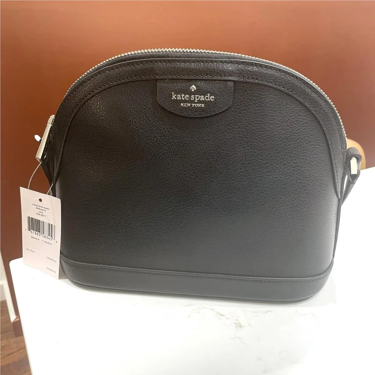 Kate Spade Sylvia XL Dome Crossbody Bag Black Leather Gold Hardware WKRU6610