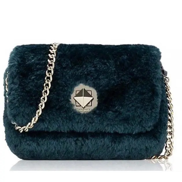 Kate Spade Audrey Shearling Micro Crossbody Bag Peacock K9280 New