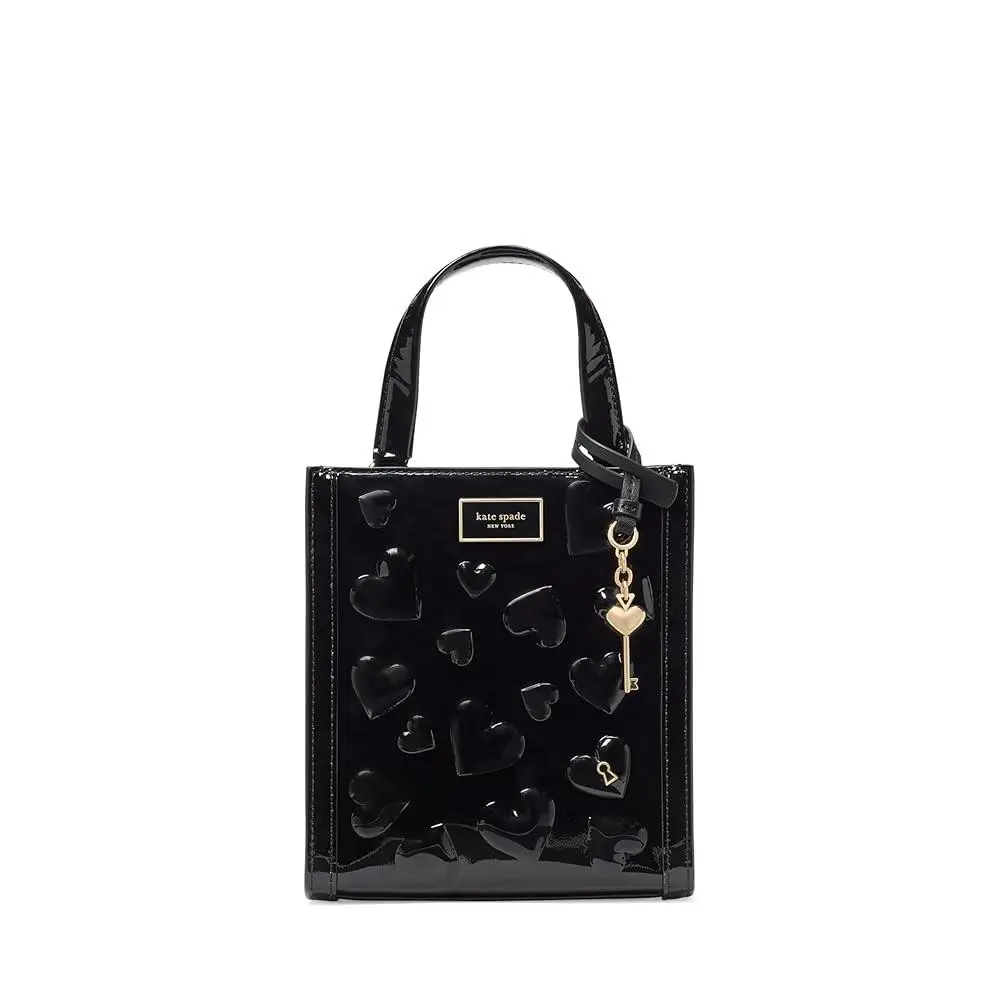 Kate Spade Key To My Heart Manhattan Mini Tote Bag Leather Black Multi KK569