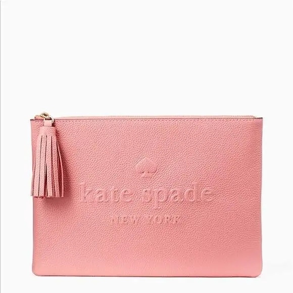 Gia Larchmont Avenue Logo Leather Clutch-crlna Corl wlru5144 by Kate Spade