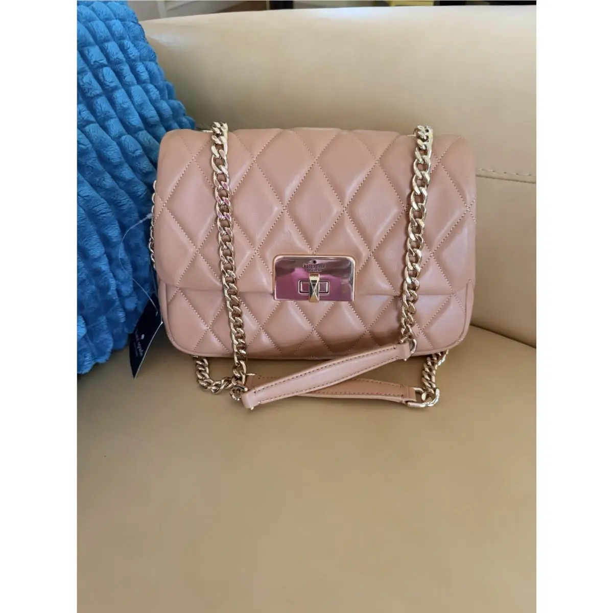 Kate Spade New York Carey Quilted Tiramisu Mouse Crossbody Bag Purse Ret: