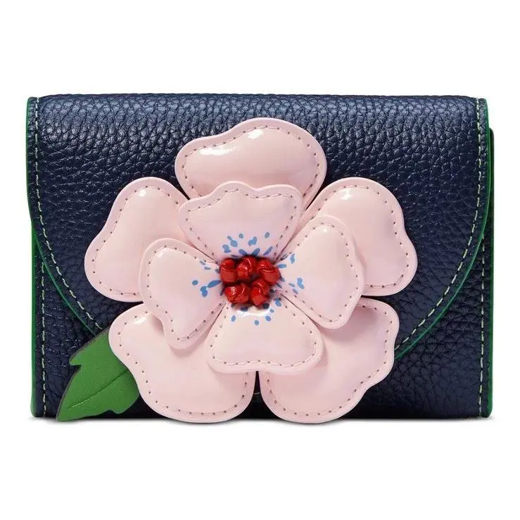 Kate Spade New York In The Garden Floral Applique Flap Card Case Navy Multi