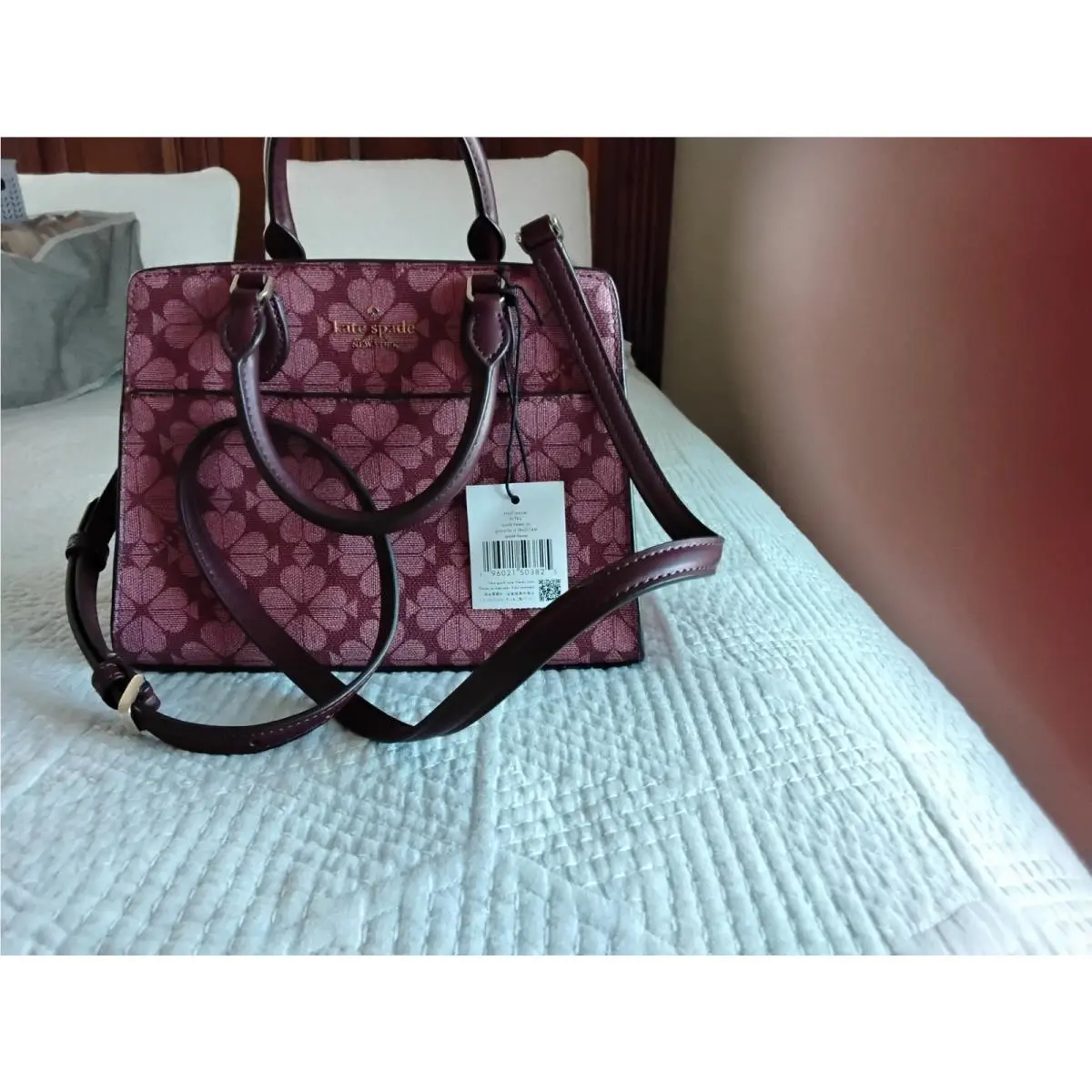 Kate Spade Flower Small Crossbody Bag Satchel Madison Granache Merlot Berry Tote