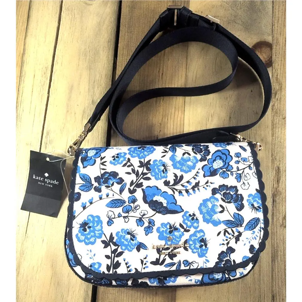 Kate Spade Madison Vase Floral Print Saddle Bag Shoulder Purse Small New W/tags