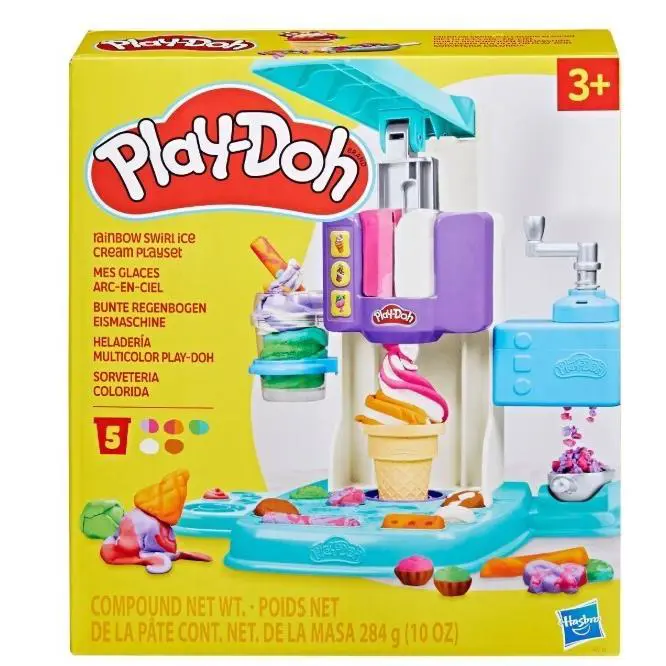 Play-doh Rainbow Swirl Ice Cream Playset with 7 Pretend Play Kitchen Accessories