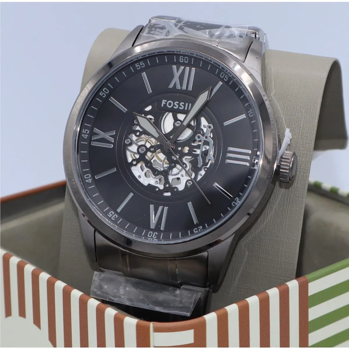 Fossil Flynn Black Skeleton Grey Gunmetal BQM7131 Men`s Watch