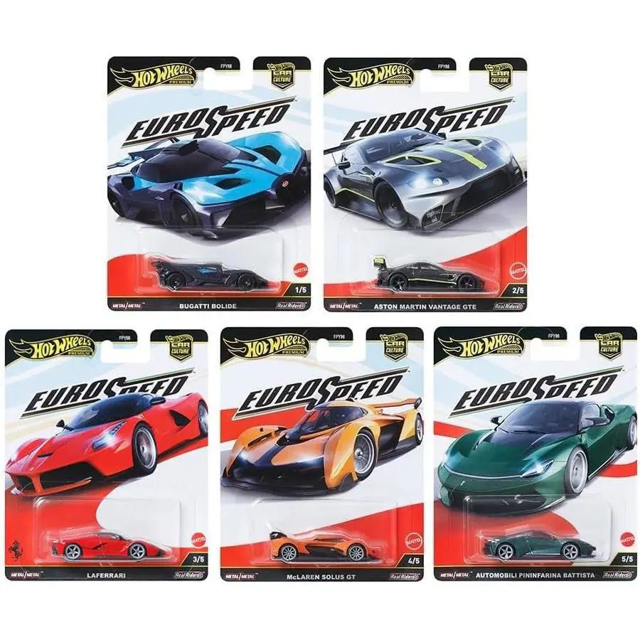 Hot Wheels Euro Speed Premium 5 Die-cast Cars Set Luxury Sports FPY86-961L