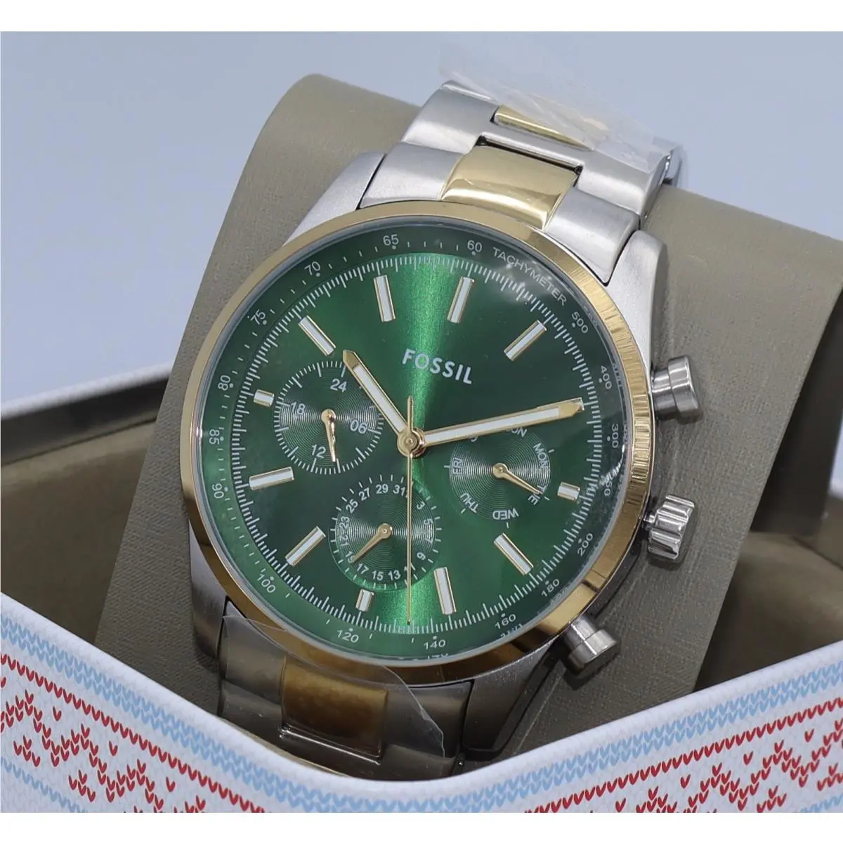 Fossil Sullivan Chronograph Silver Green BQM7125 BQ7125 Mens Watch