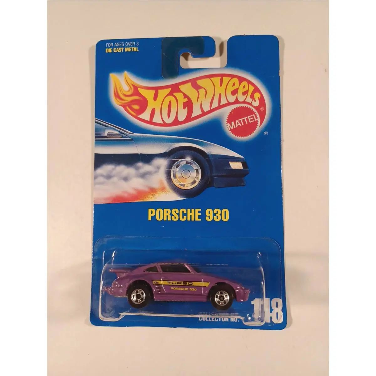 Hot Wheels 1991 Porsche 930 148 Blue Card Purple Creased Card