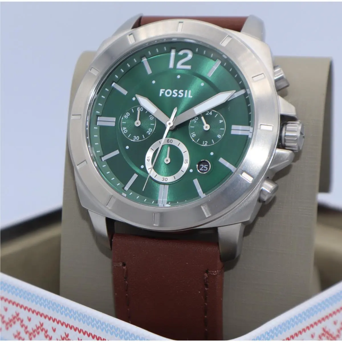 Fossil Privateer Sport Chrono Silver Green Brown BQ2821 Mens Watch