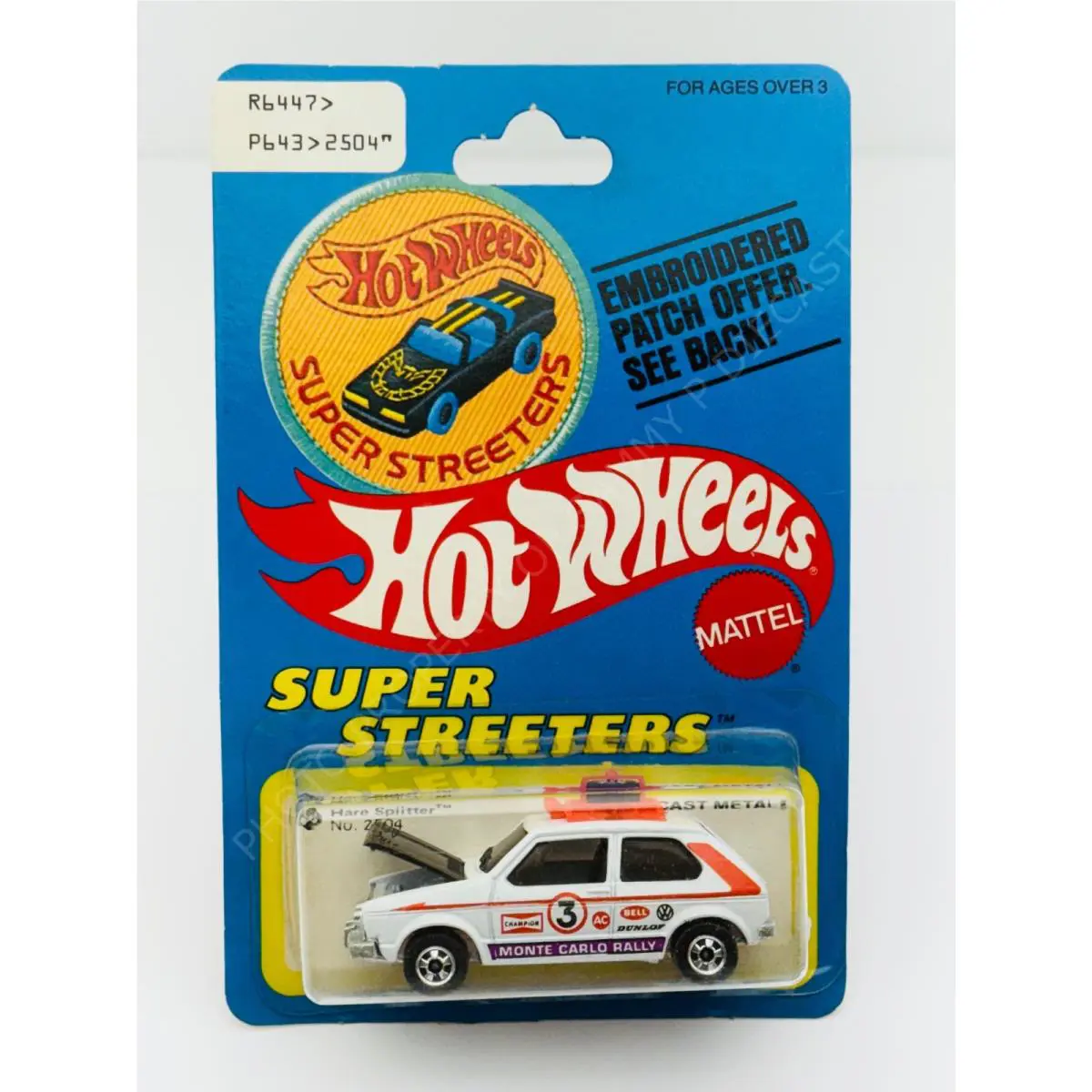 Hot Wheels Blackwall Hare Splitter Super Streeters 2504 Patch Card in Blister