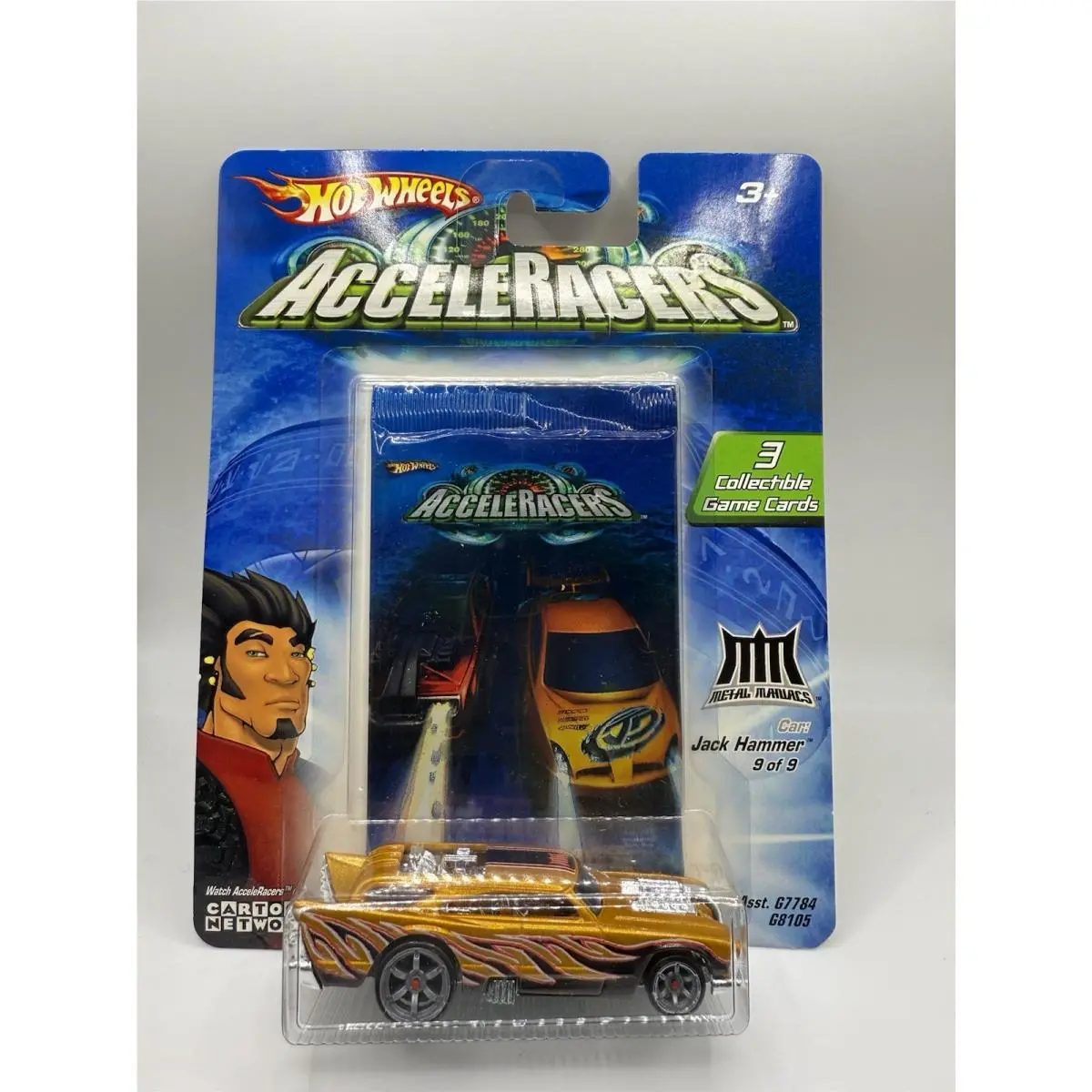 2004 Hot Wheels Acceleracers 9/9 Metal Maniacs Jack Hammer Gold W/gray A6 Spokes