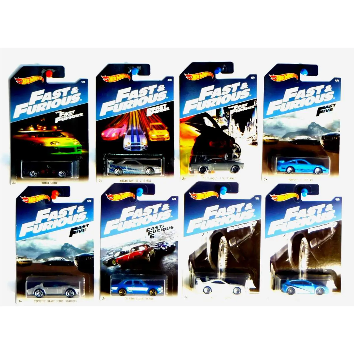 HW - 2017 Fast Furious Complete Set 1-8- Nissan/toyota- W/ Protector Cases