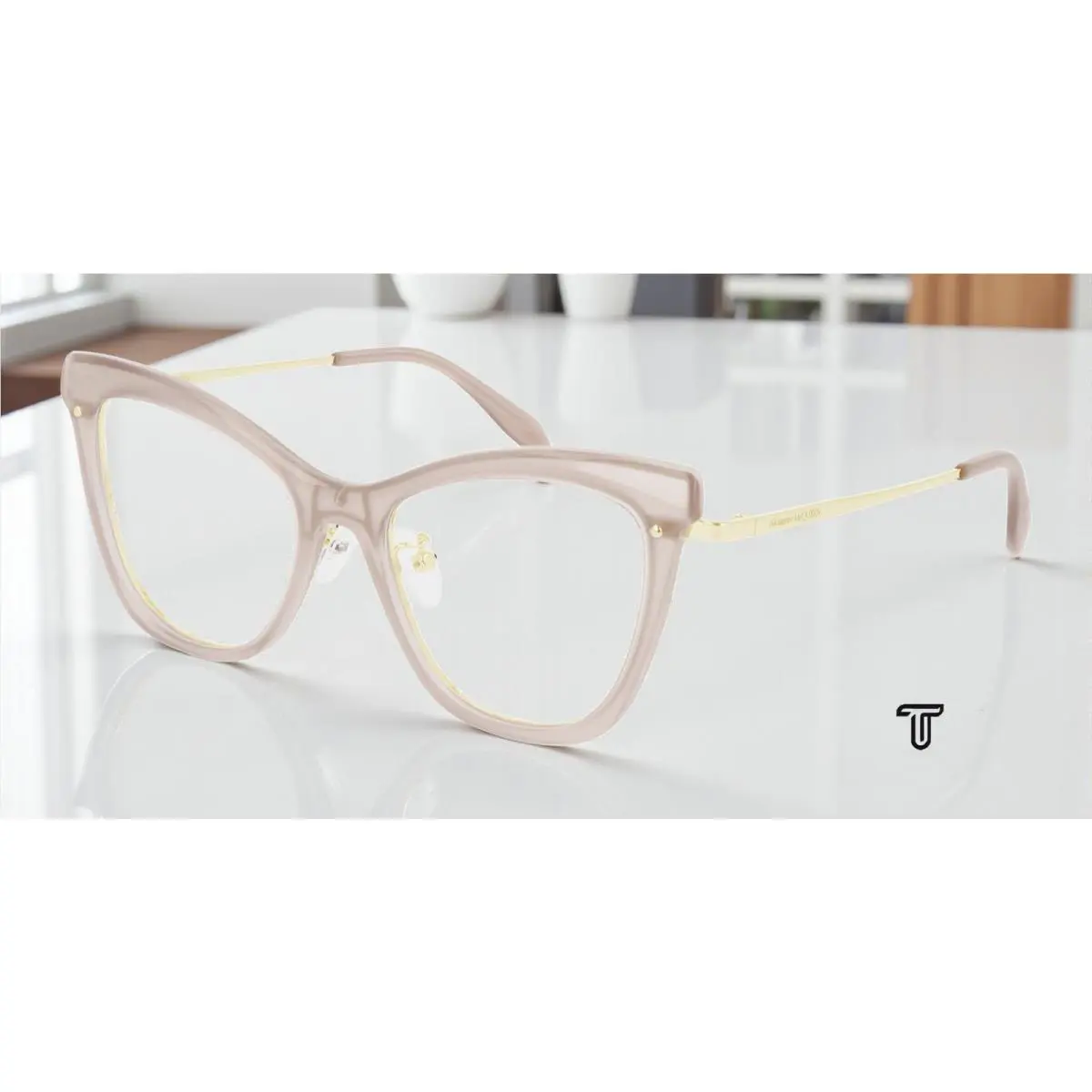 Alexander Mcqueen AM0265O 003 Cat Eye Light Demo Lens 52 Women`s Eyeglasses