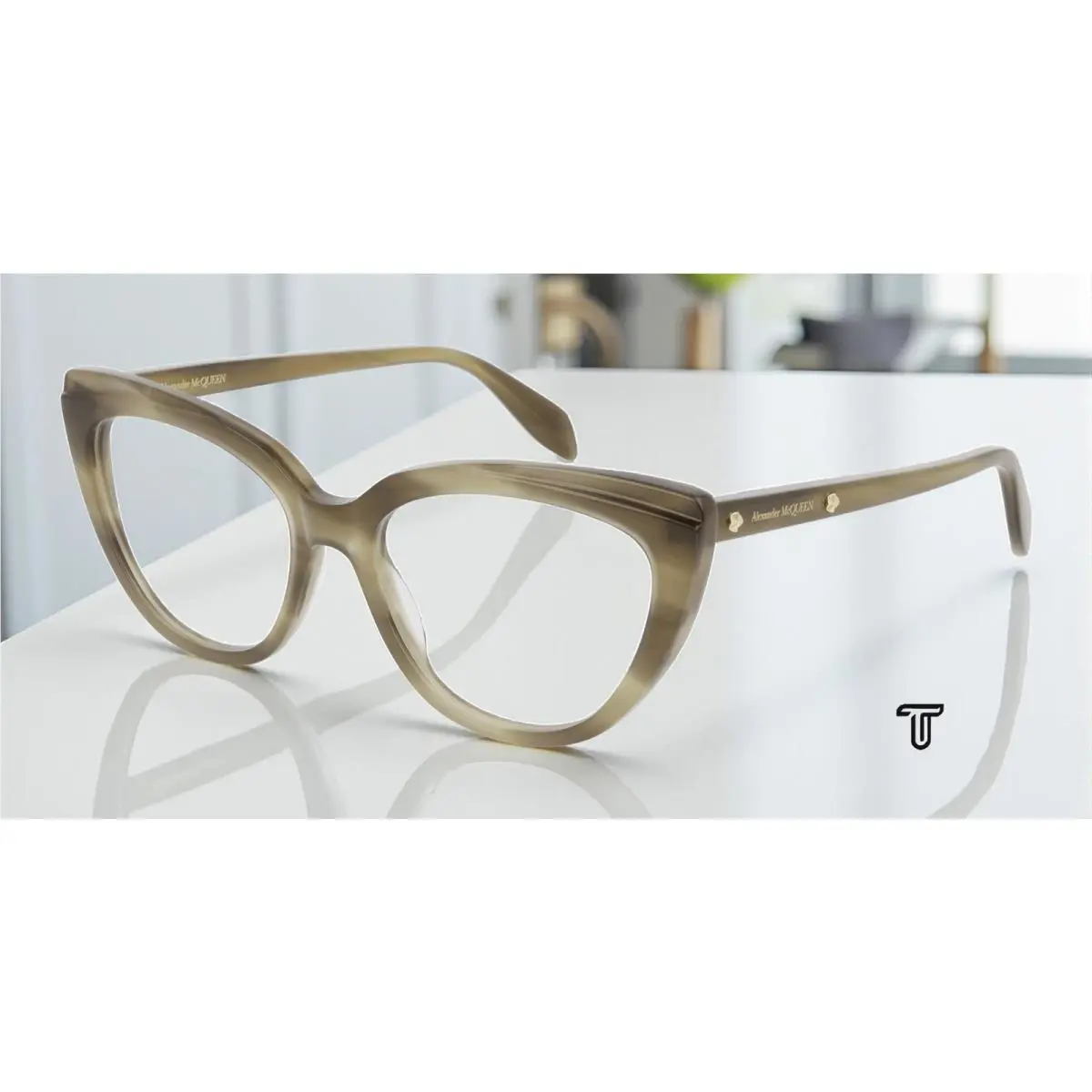 Alexander Mcqueen AM0253O 004 Cat Eye Havana Brown Demo Lens 53 Women Eyeglasses