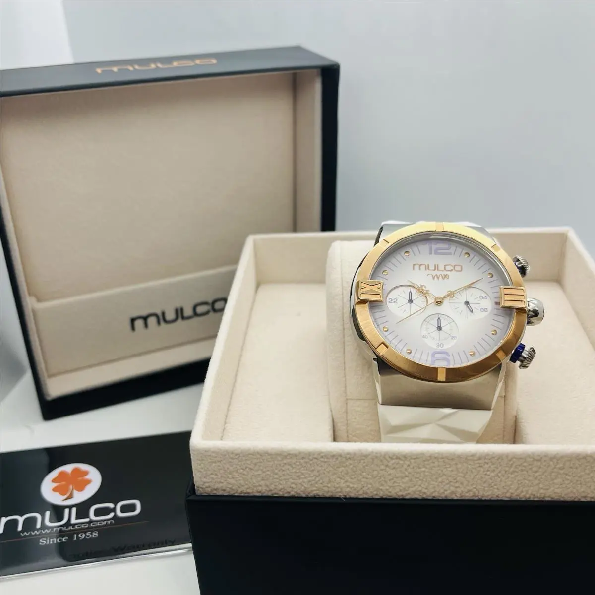M10 Men`s Chronograph 46mm Rose Gold Bezel Swiss Watch MW5-3685-013 by Mulco