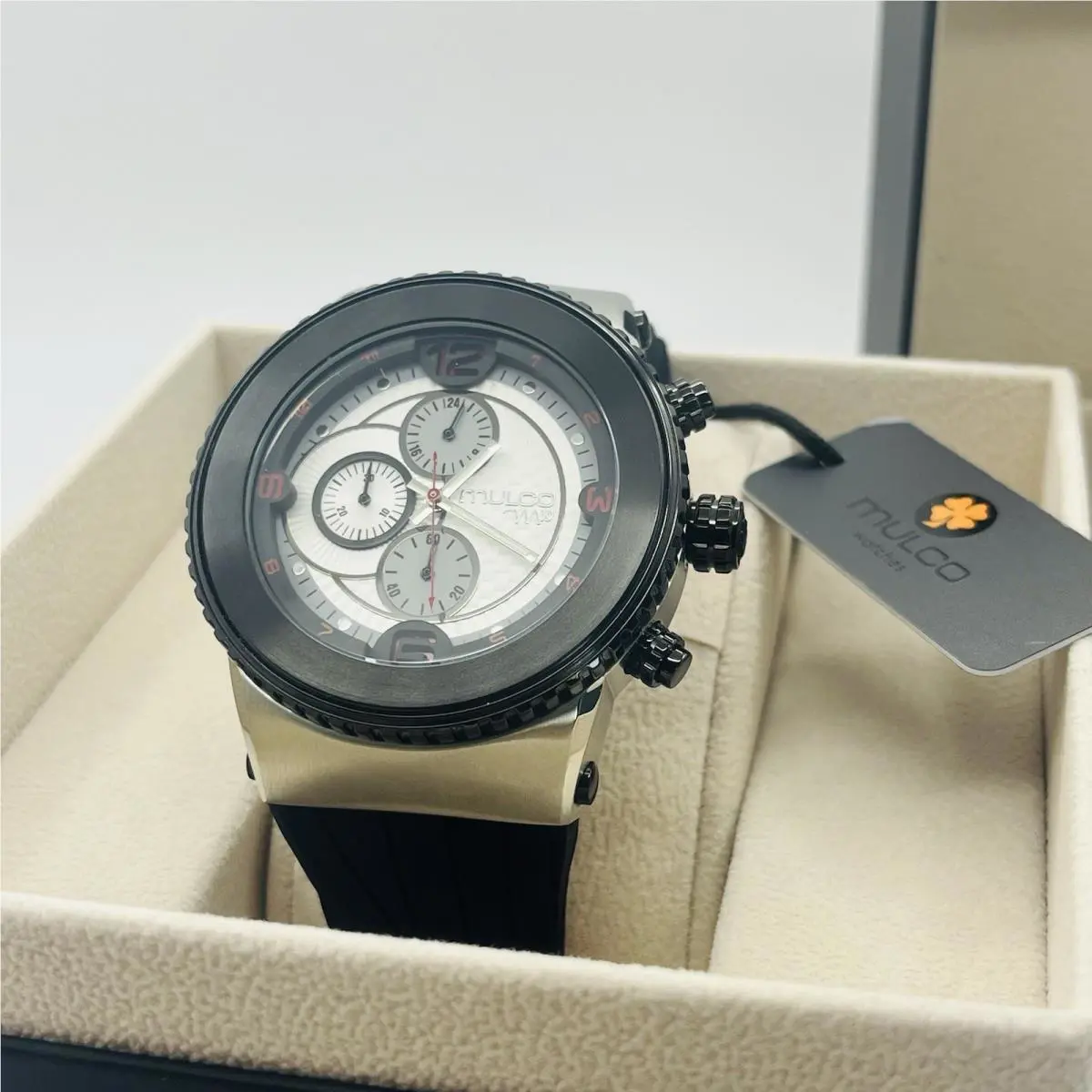 M10 Men`s Chronograph 48mm Black Steel White Dial Watch MW5-3782-021 by Mulco