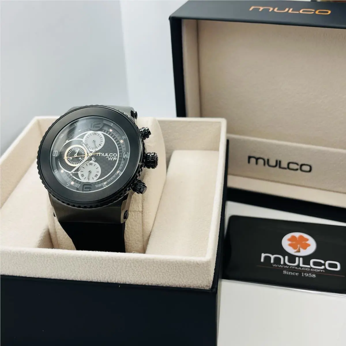 M10 Men`s Chronograph 48mm Black Steel 10ATM Watch MW5-3782-025 by Mulco