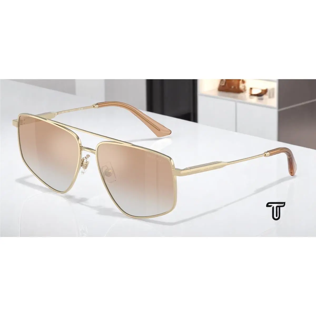 Jimmy Choo JC4011 30060G Pale Gold Clr Gradient Orange 58 mm Women`s Sunglasses