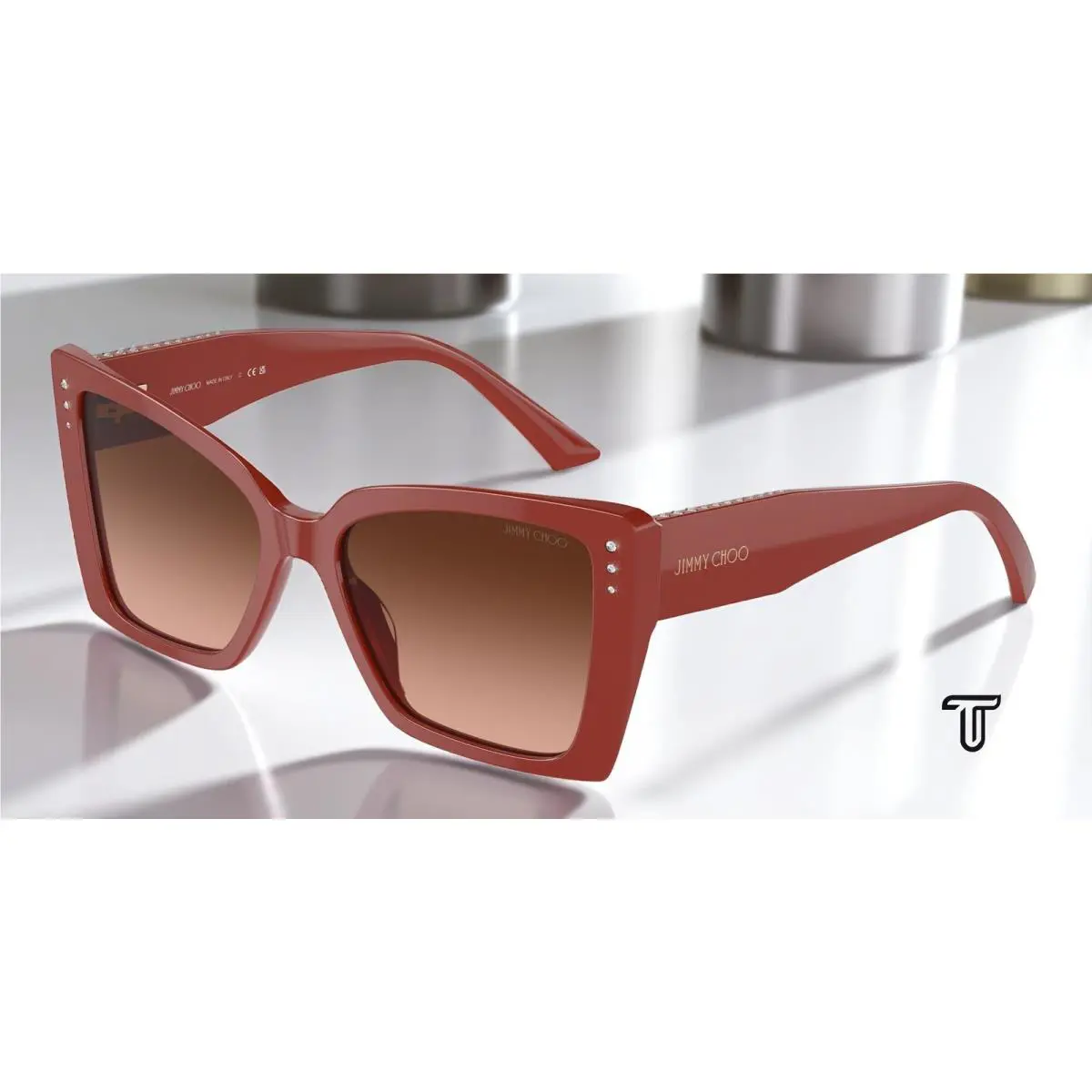 Jimmy Choo JC5001B 50135M Red Pink Gradient Grey 54 mm Women`s Sunglasses