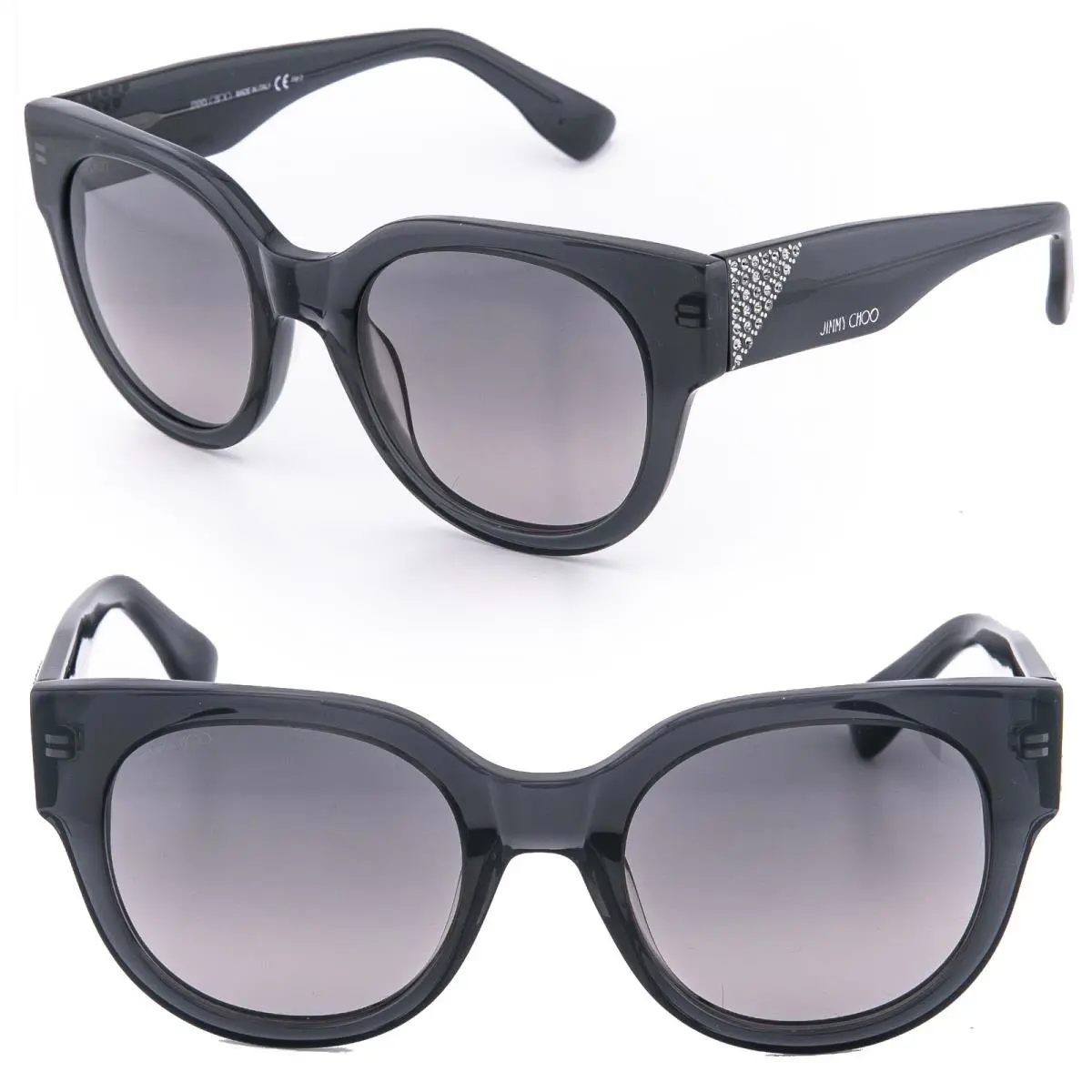 Jimmy Choo Ola Translucent Grey Crystal Strass Sunglasses Ola/s
