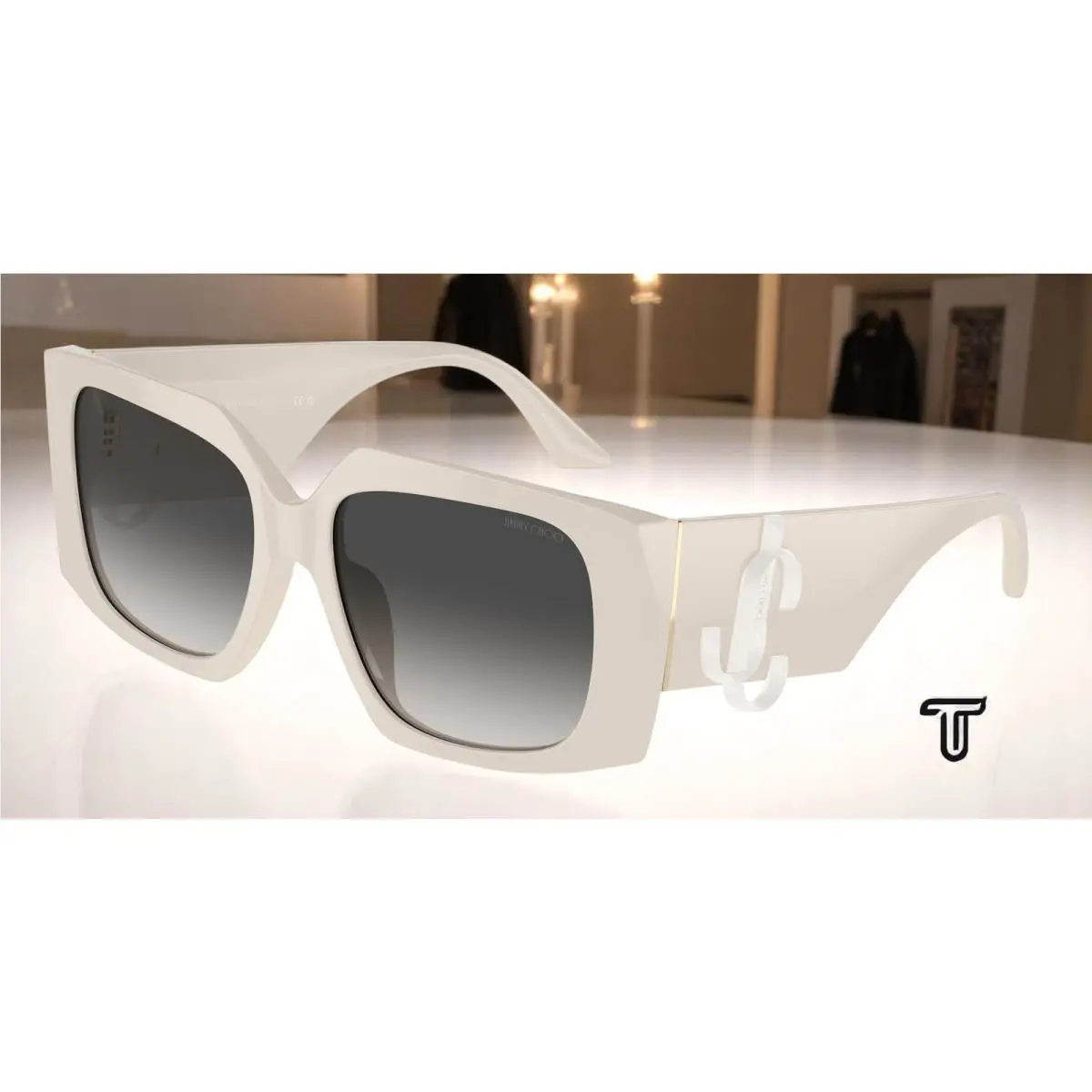 Jimmy Choo JC5006U 50088G White Gradient Grey 55 mm Women`s Sunglasses