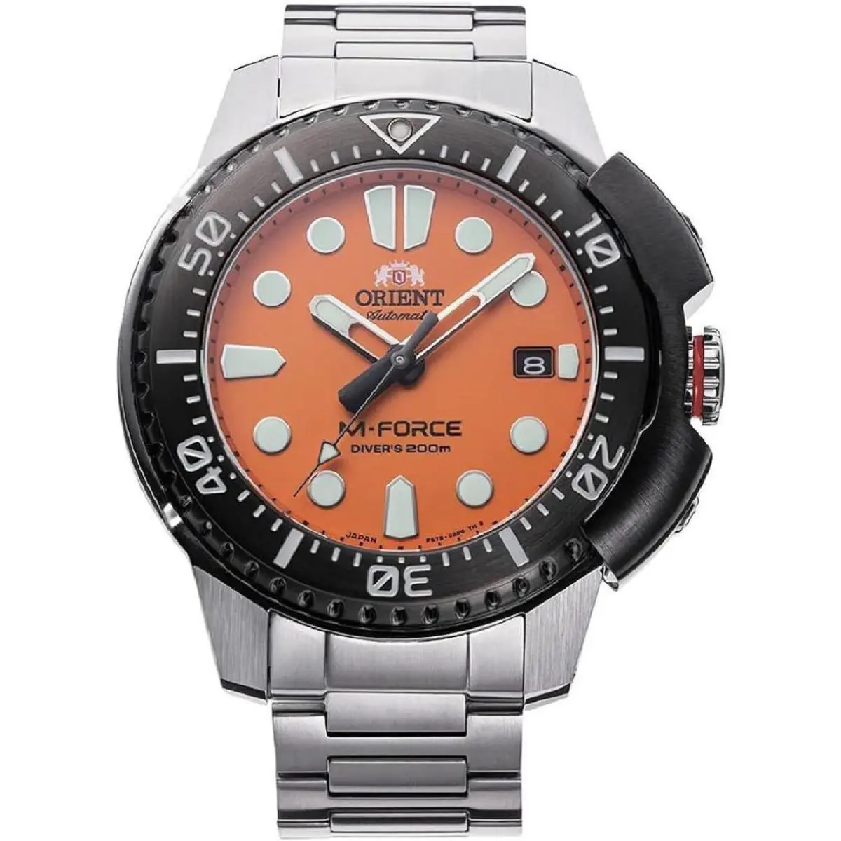 Orient RA-AC0L08Y00B Men`s M-force Automatic Orange Dial Diver`s Watch