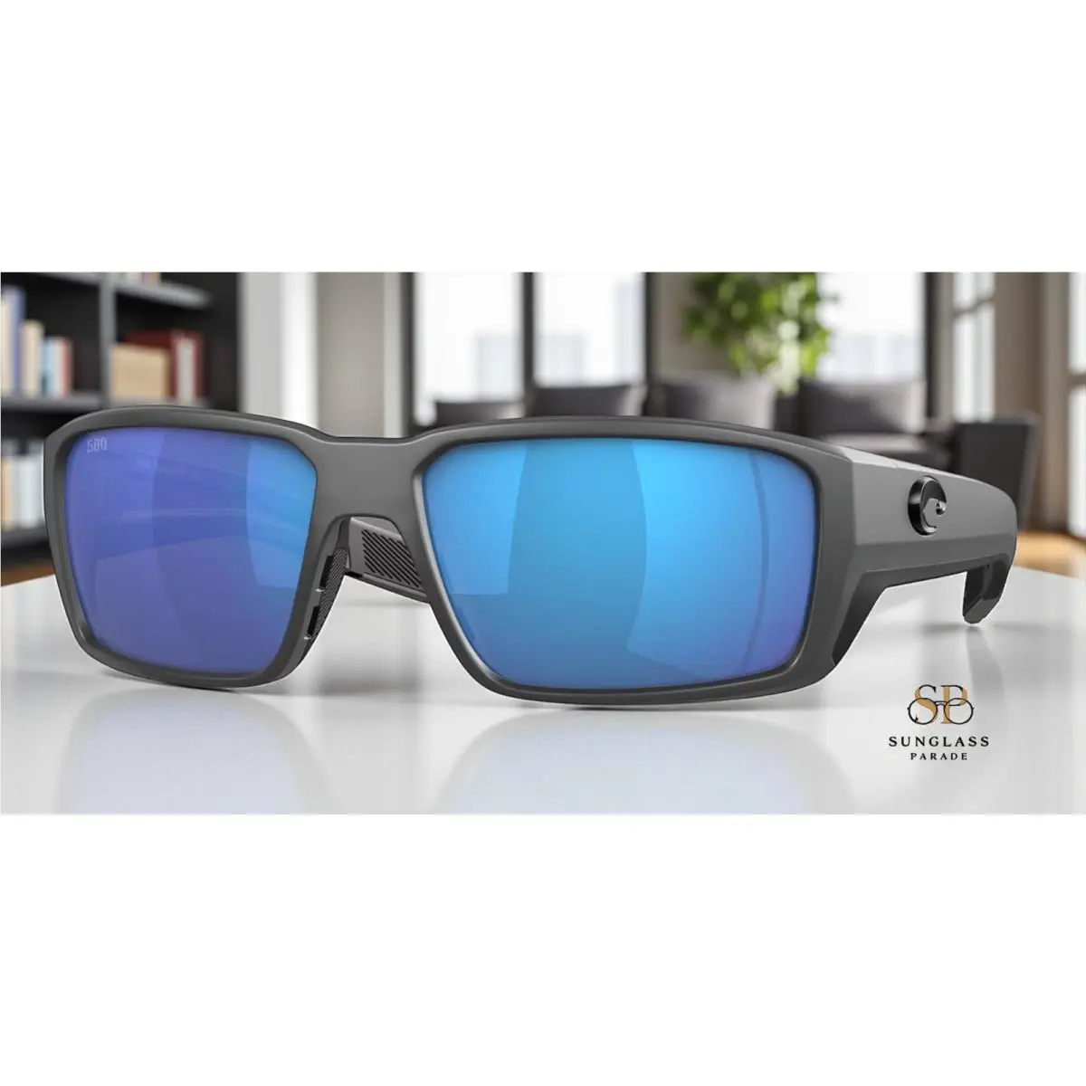 Costa Del Mar 6S9079 09 Fantail Pro Matte Gray Blue Mirror 60 m Men`s Sunglasses - Frame: Gray, Lens: Blue