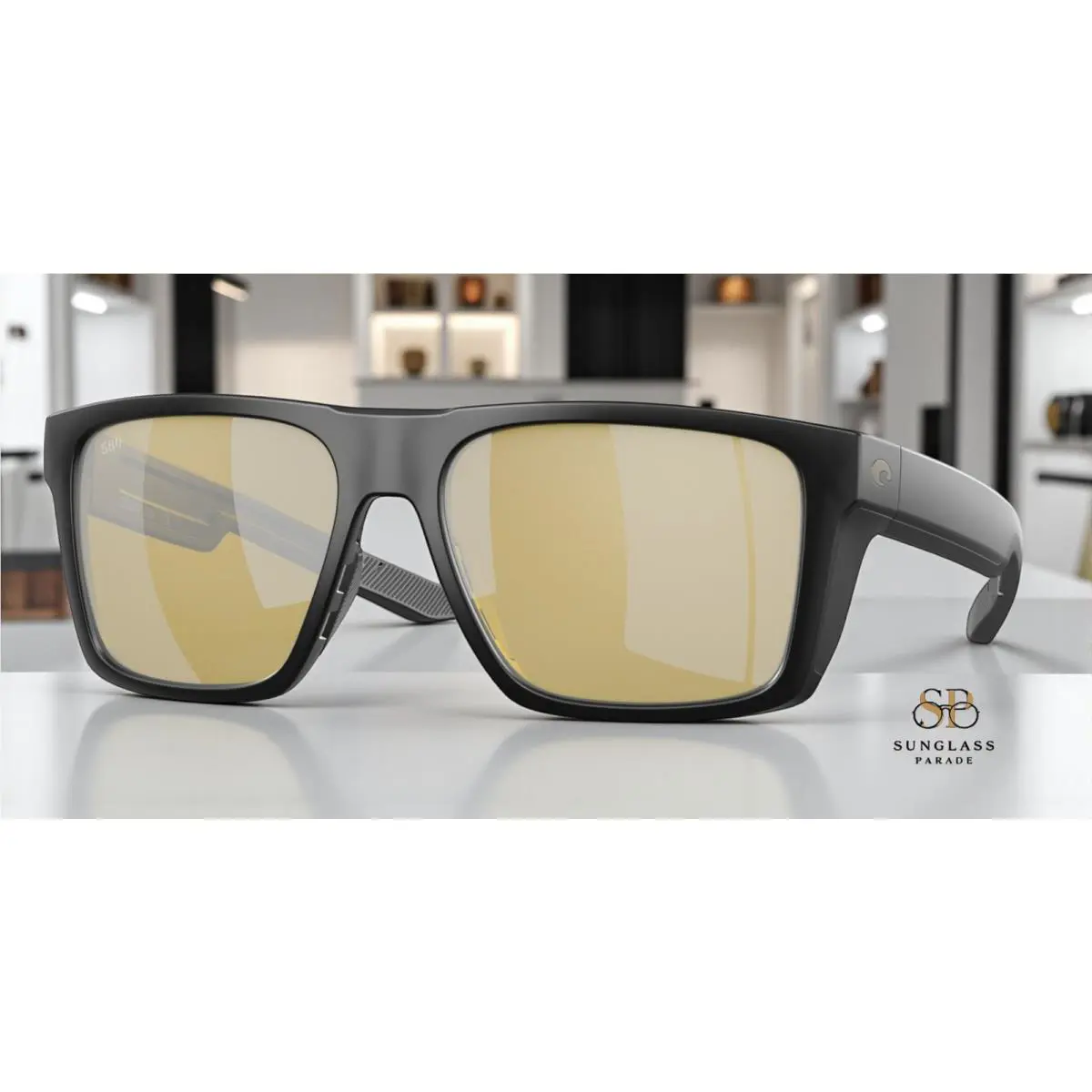 Costa Del Mar 6S9104 03 Lido Black Sunrise Silver Mir 57 mm Men`s Sunglasses - Frame: Black, Lens: Sunrise Silver Mir