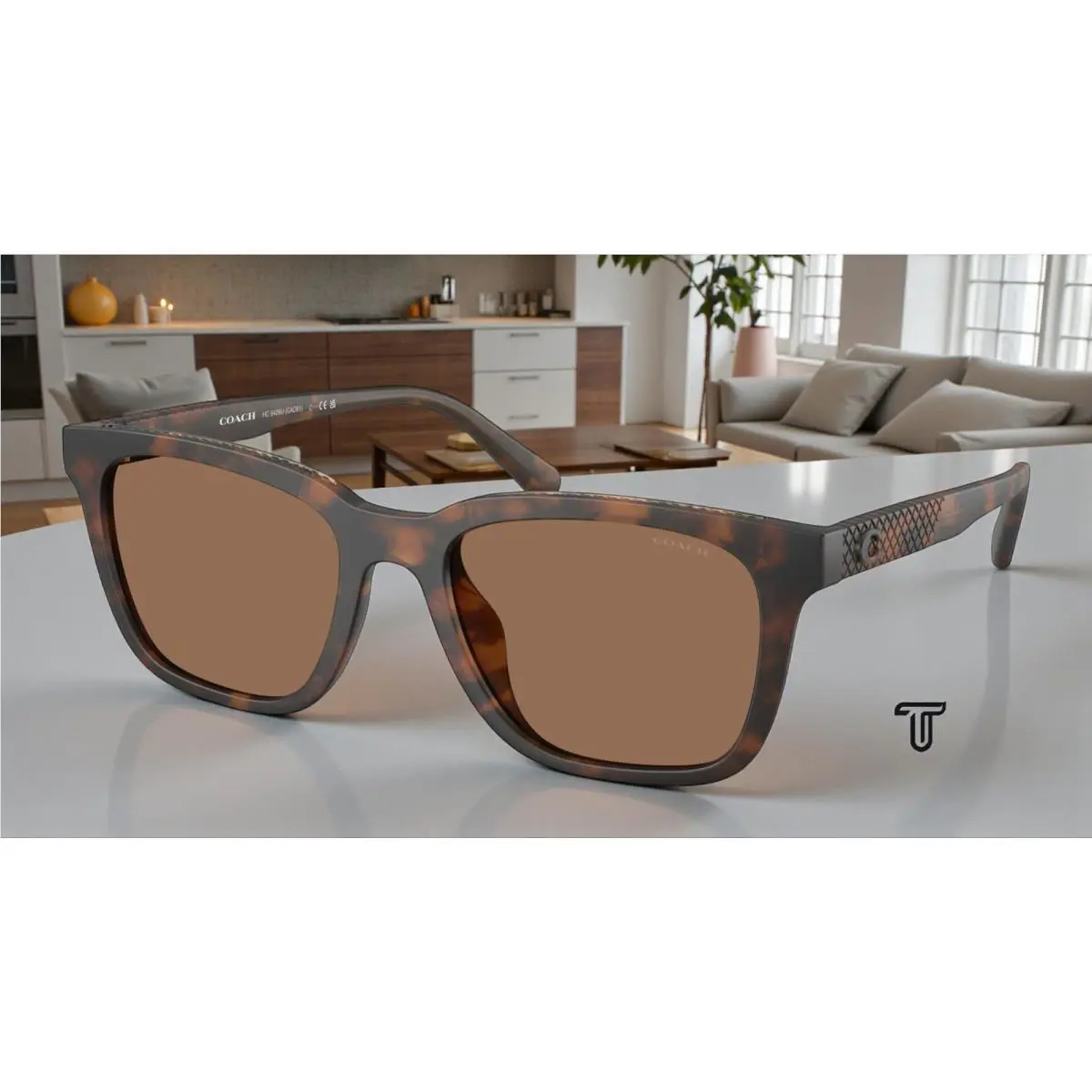 Coach HC8426U 512073 CAD81 Matte Dk Tortoise Brown Solid 54 mm Men`s Sunglasses