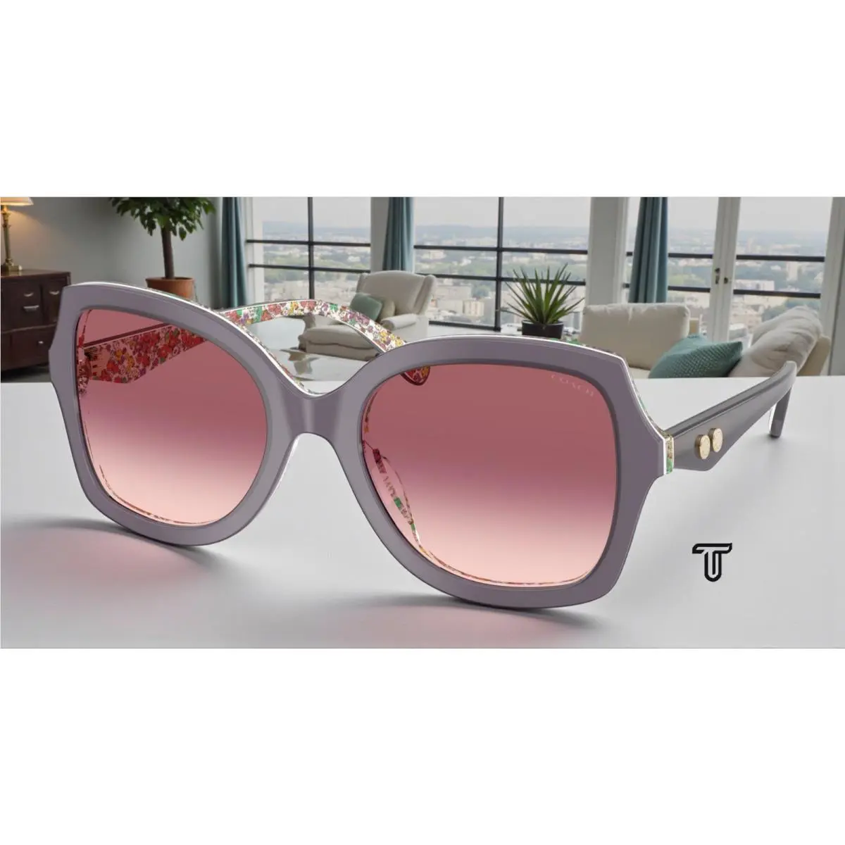 Coach HC8410U 58957W CW225 Violet Field Purple Pink Grad 56 Women`s Sunglasses