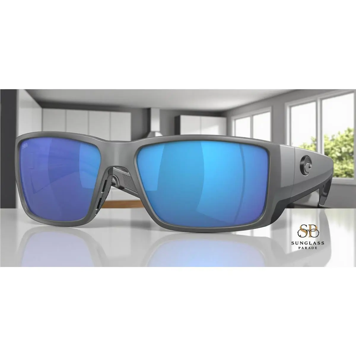 Costa Del Mar 6S9078 09 Blackfin Pro Mt Gray Blue Mir 60 mm Men`s Sunglasses - Frame: Gray, Lens: Blue