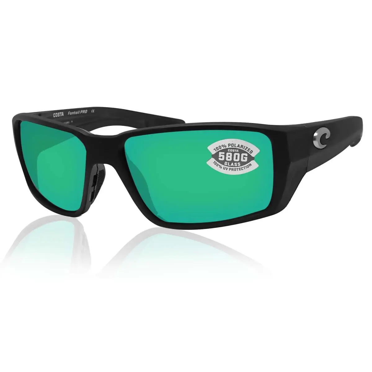Sunglasses Fantail Pro Black Green Mirror 580 Glass Lens by Costa Del Mar