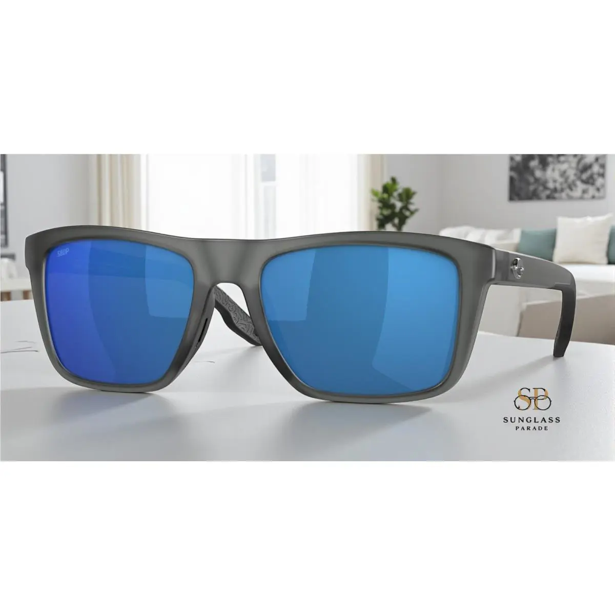 Costa Del Mar 6S9107 910705 Mainsail Gray Crs Blue Polarized 55 Men`s Sunglasses - Frame: Gray Crystal, Lens: Blue Mirror 580p