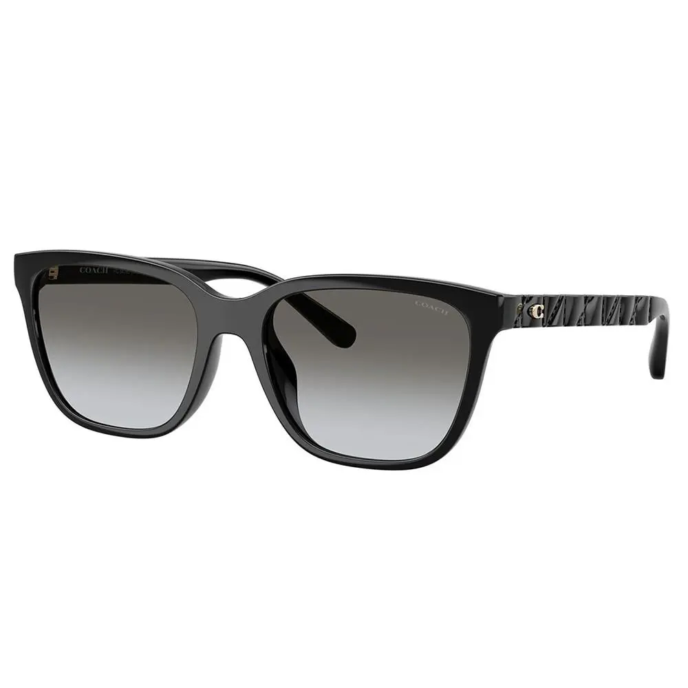 Coach HC 8429D 50023C Black Plastic Square Sunglasses Grey Gradient Lens