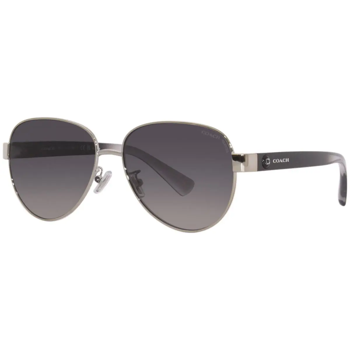 Coach HC7111 9001T3 Sunglasses Women`s Silver/polarized Dark Grey Gradient 57mm