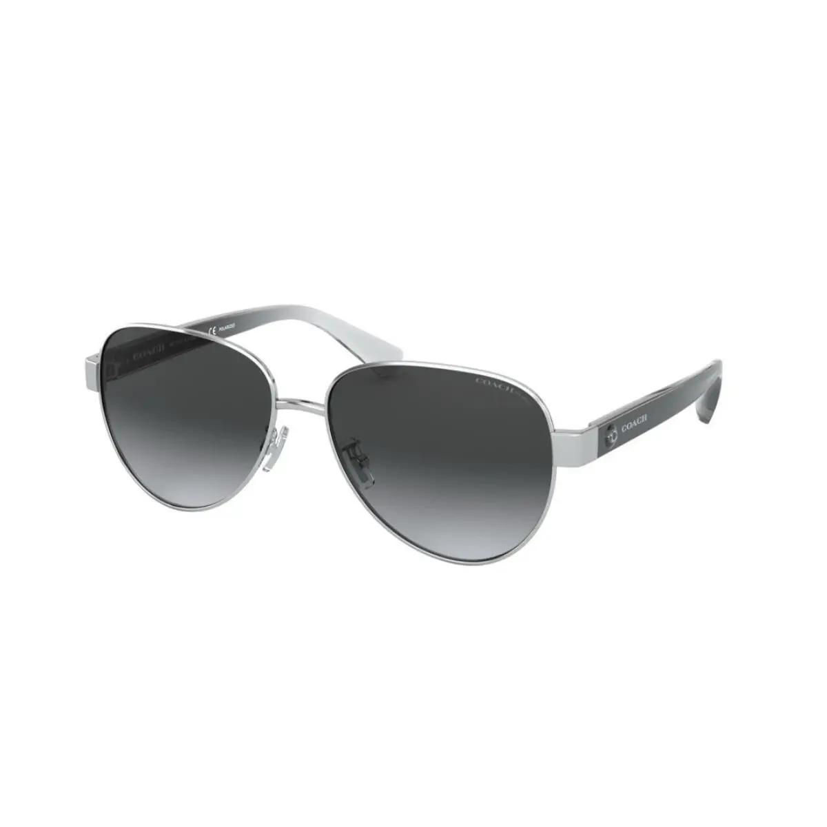 Coach Women’s HC7111 57 mm Aviator Metal Sunglasses Silver/dark Grey