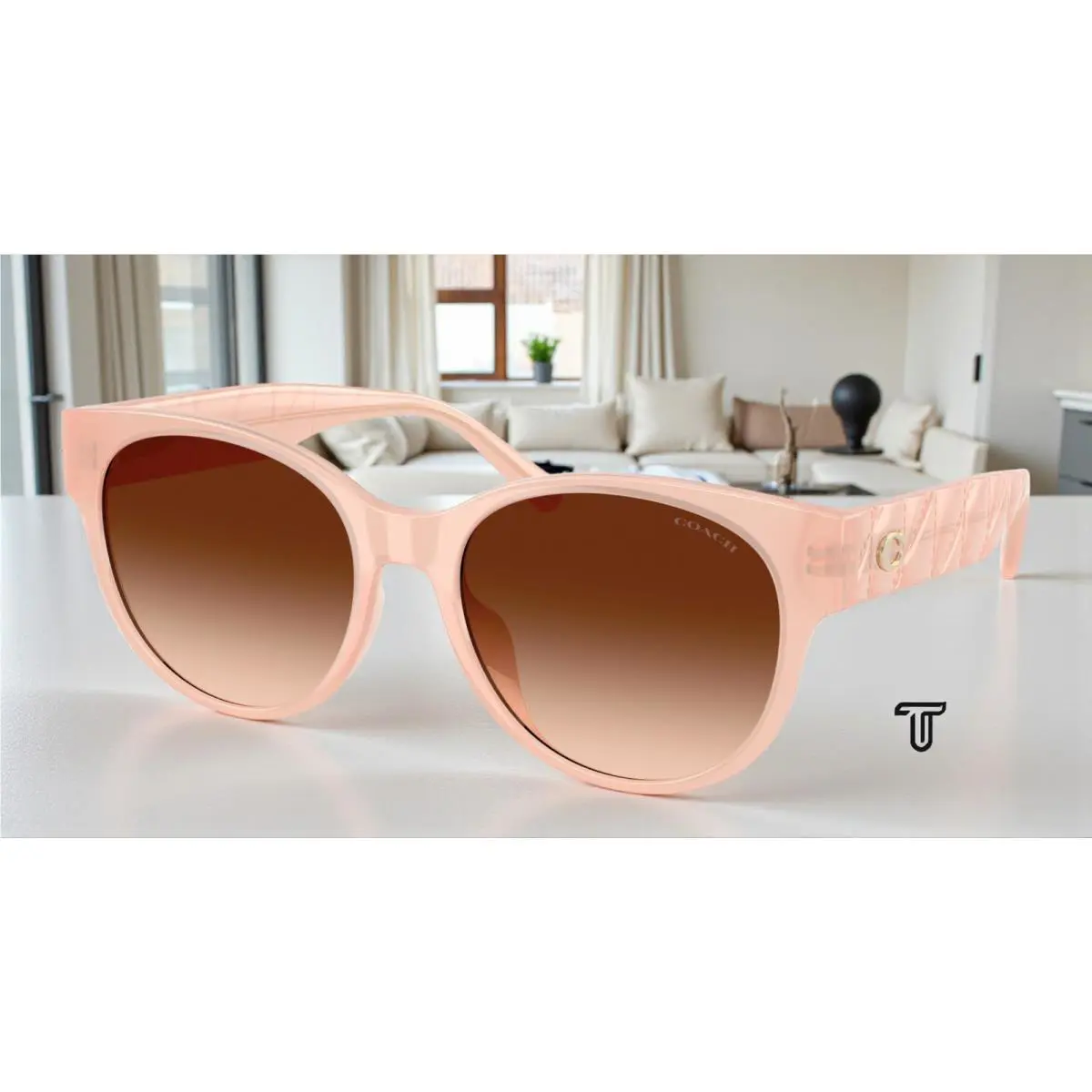 Coach HC8430D 511374 CAE87 Light Pink Brown Gradient 56 mm Women`s Sunglasses