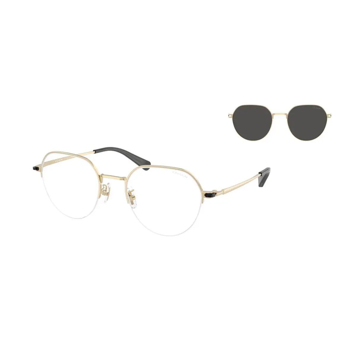 Coach HC7179 900587 Cae81 Shiny Light Gold Grey Solid 52 mm Men`s Sunglasses