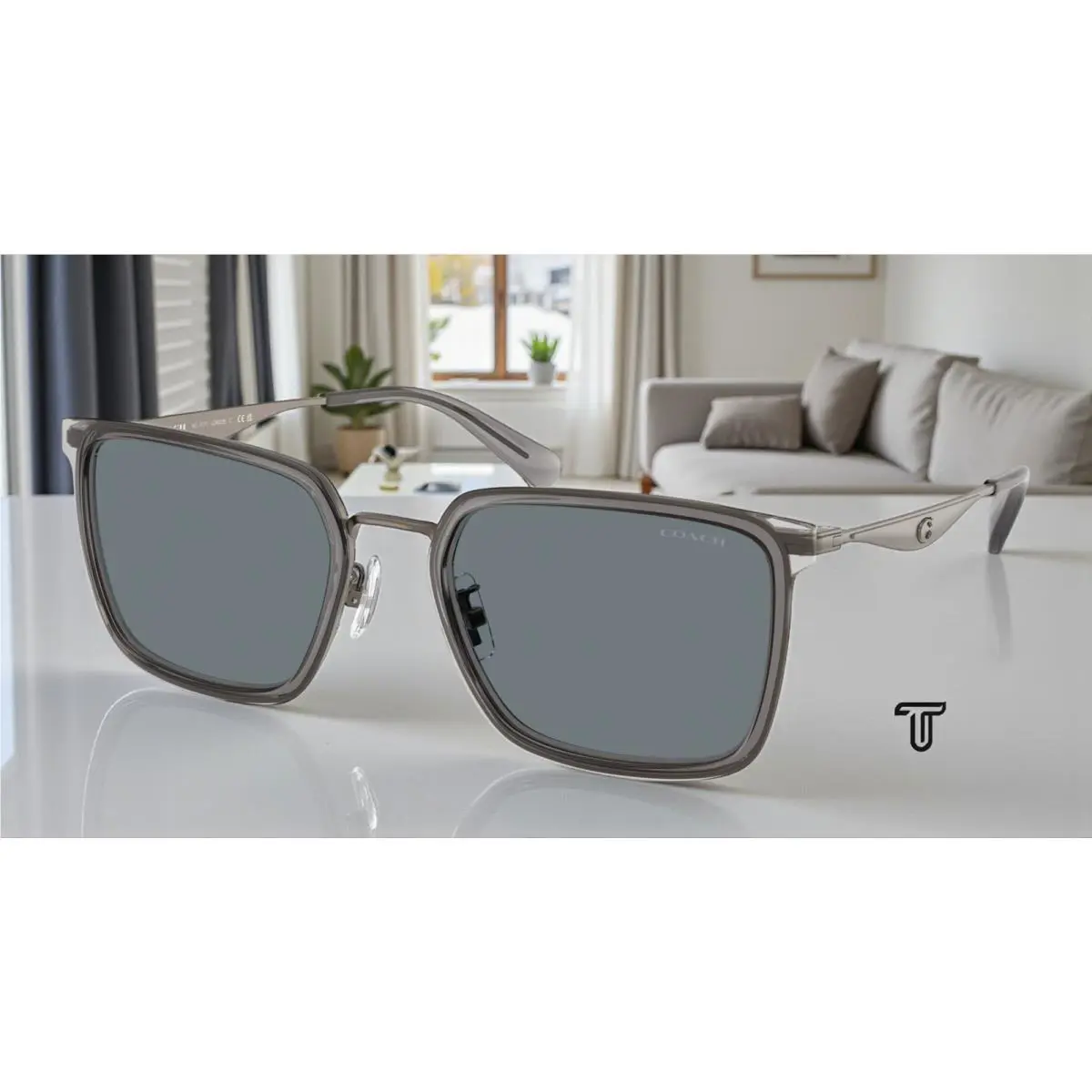 Coach HC7171 945755 Cw226 Gunmetal Grey Grey Solid 56 mm Men`s Sunglasses
