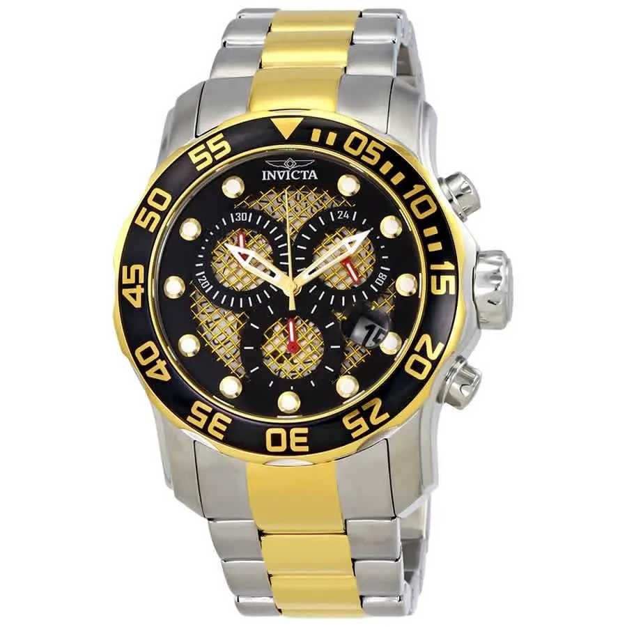 Invicta Pro Diver Chronograph Black and Gold Dial Men`s Watch 19839