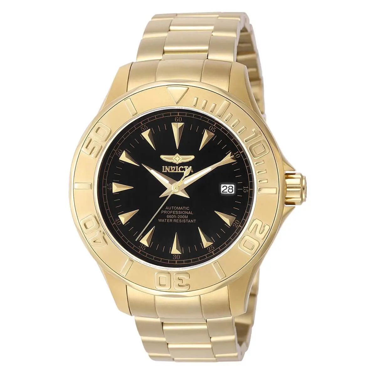 Invicta Ocean Ghost Iii Black Dial Men`s Watch 7040 - Black / Gold / Yellow, Dial: Black, Band: 23kt Yellow Gold-plated