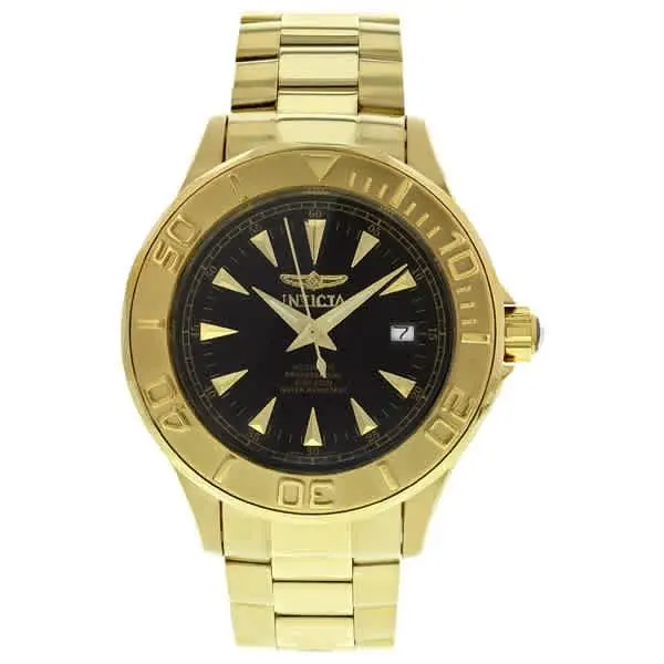 Invicta Ocean Ghost Iii Black Dial Men`s Watch 7040 - Black / Gold / Yellow, Dial: Black, Band: 23kt Yellow Gold-plated