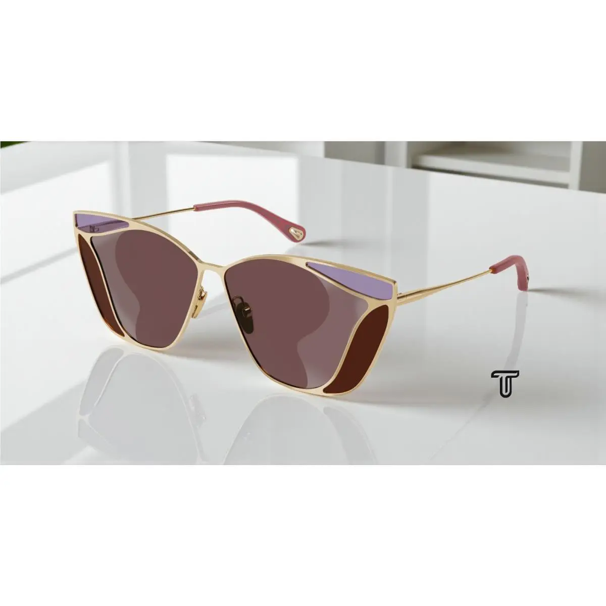 Chloe CH0049S 004 Directional Gold Shiny Violet 59 mm Women`s Sunglasses
