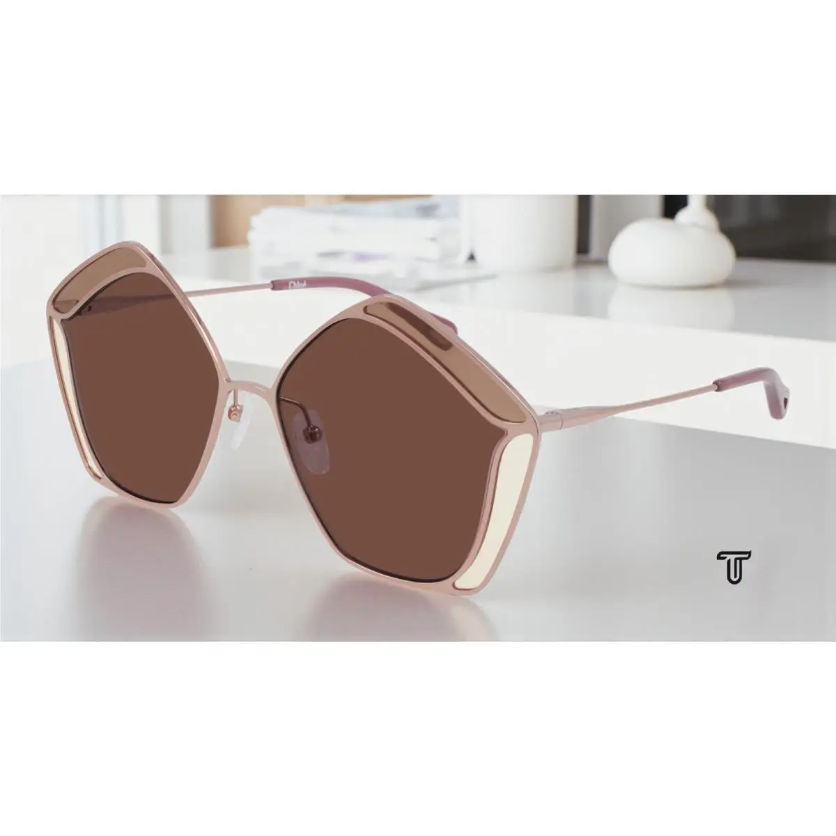 Chloe CH0026S 004 Round Oval Panthos Gold Red Red 59 mm Women`s Sunglasses