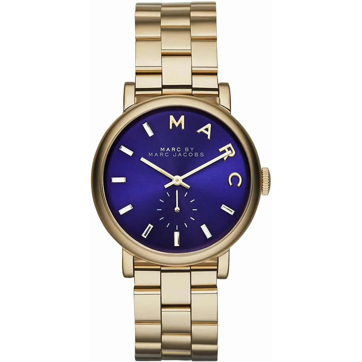 Marc By Marc Slim Gold Stainless Steel Blue Dial Quartz Women`s Watch MBM3343 - Dial: Blue, Band: Gold, Bezel: Gold
