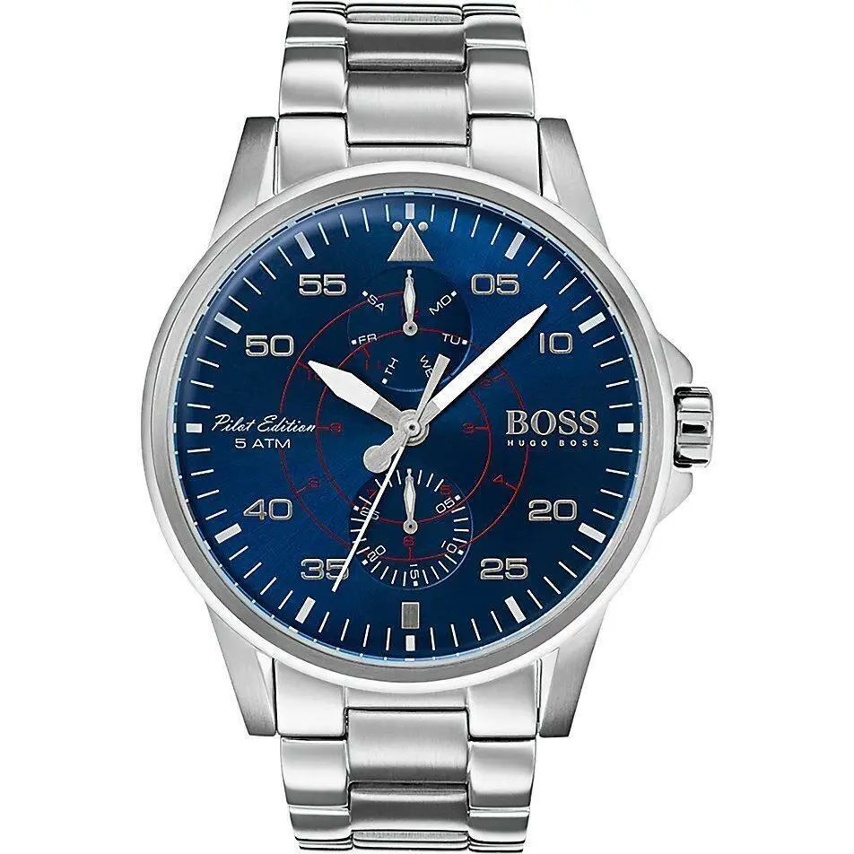 Hugo Boss Aviator Day and Date Blue Dial Stainless Steel Men’s Watch 1513519