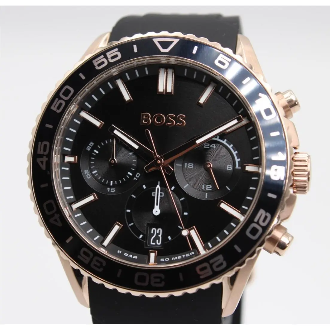 Hugo Boss 44 MM Mens Chrono Runner Watch HB1514168 Black Dial