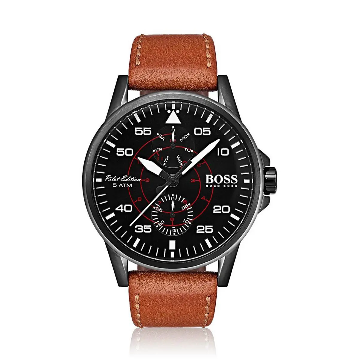 Hugo Boss 1513517 Aviator Pilot Brown Leather Strap Men’s Watch